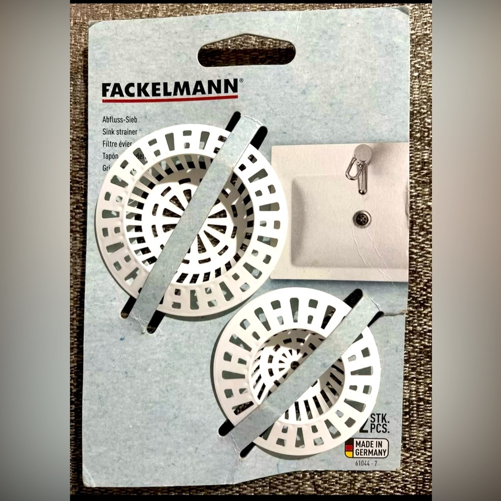 Fackelmann Sink Strainer 2pcs White Plastic (6 & 7 cm) ⌀ Made In Germany
